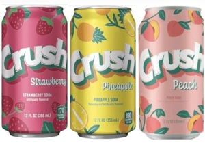 Crush Soda Can Set (3) – Peach, Strawberry, Pineapple – Empty USA Collectibles - Picture 1 of 4