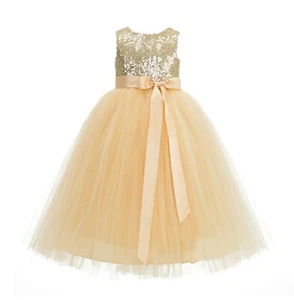 Sequin Heart Cutout Flower Girl Dresses Wedding Dress Junior Bridesmaid Dresses - Picture 1 of 67