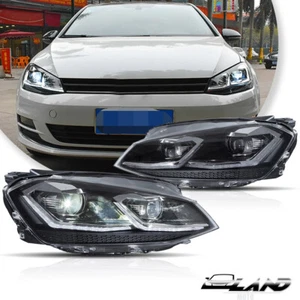 For 2018-2021 Volkswagen Golf MK7.5 Full LED Headlights Lamps Fits Halogen Model - Picture 1 of 16