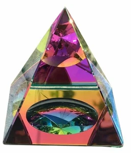 Crystal Iridescent Pyramid - Rainbow Colors 4.5" with Gift Box - Picture 1 of 5