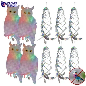 Reflective Bird Deterrent Scare Owl Keep Away Repellent Hanging Spinner Discs - Picture 1 of 13