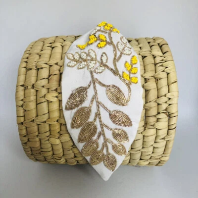 Diadema hecha a mano para mujeres niñas envoltura banda para el cabello parte superior anudada amapola blanca Foto 1 de 3