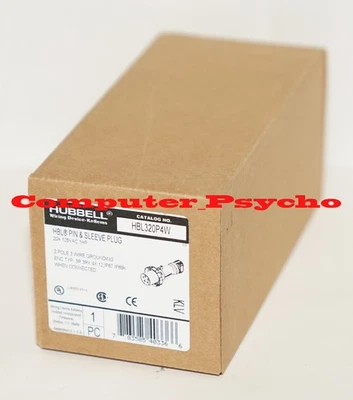 HUBBEL HBL320P4W PIN & SLEEVE PLUG 20A 125VAC 1HP 2 POLE 3 WIRE GROUNDING IP69K - Image 1 of 4