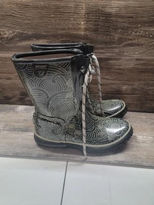 🔴 BOGS halbhohe Damenstiefel 2-Loch-Spitze schwarz Batik Gummi Größe 7 - Bild 1 von 6