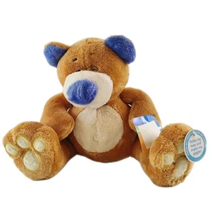 New Nuby Tickle Toes Teddy Bear Laughs Giggles Plush Brown Blue Animal 2008 Tags - Picture 1 of 8