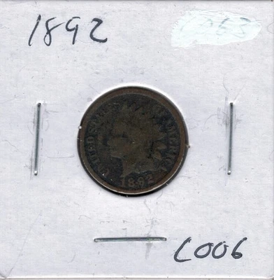 1892 Indian Head Penny C006 !!!Free Shipping!!! - Image 1 of 3