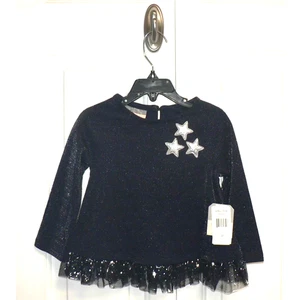 Vestido Pippa & Julie Bebé Niñas Manga Larga Tutú Dobladillo Estrellas Azul Marino/Plateado 2T $44 - Imagen 1 de 3