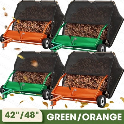 Barredora de césped 42/48" remolque detrás colector de hojas patio altura de barrido ajustable Foto 1 de 4