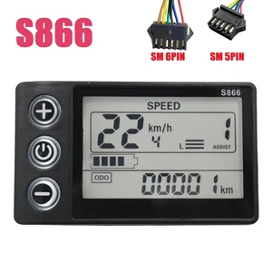 E-Bike S866 LCD Display Meter 24V 36V 48V Control Panel with Waterproof Plug - Picture 1 of 8