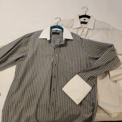 Donald J Trump Mens Signature Collection French Cuff Shirt 16.5 34/35  Lot of 2 - Image 1 of 4