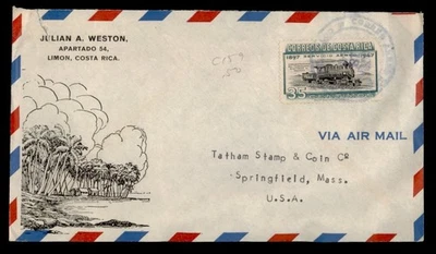 DR WHO 1947? TREN COSTA RICA CORREO AÉREO LIMÓN A EE. UU. w13573 Foto 1 de 2