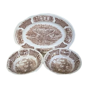 Alfred Meakin Staffordshire England Fair Winds große Platte & 8,5" Servierschüssel - Bild 1 von 10