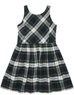 Polo Ralph Lauren Tartan Dress Green and Blue Plaid Girls Dress Size 6X - Image 1 of 4