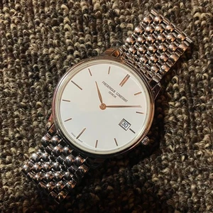 Orologio Uomo Frederique Constant Due Lancette Quarzo Quadrante Bianco TESTATO - Foto 1 di 8