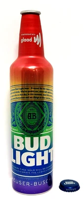GARRAFA DE CERVEJA DE ALUMÍNIO BUD LIGHT ORGULHOS - ORGULHO GAY + LGBTQIA + TAMPA SUPERIOR ARCO-ÍRIS PRY - Imagem 1 de 4