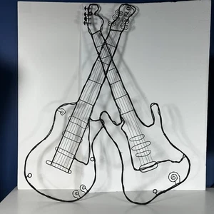 Metal Wrought Rod Iron Wire Guitars Wall Hanging Music Decor 3 D Size 31” X 25” - Picture 1 of 6