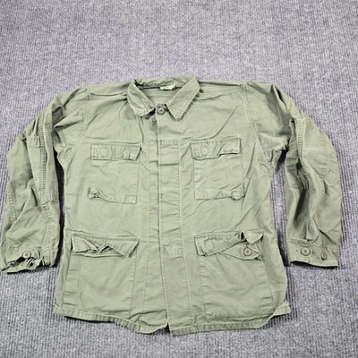 Vintage US Army Jacket Mens Medium Regular Olive Jungle Fatigue Ripstop 80s - Image 1 of 4