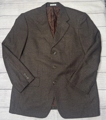 Blazer Yves Saint Laurent YSL Vintage Marrón Azul Marino Pata de Gallo Lana 42R Foto 1 de 4