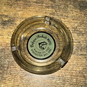 Umpqua Stockade Motel Glass Ashtray from Winchester Bay Oregon Fishing Theme - Picture 1 of 2