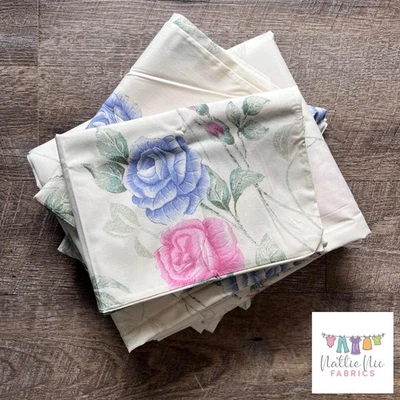 Juego de sábanas vintage tamaño completo con 2 fundas de almohada rosas rosas y moradas NUEVO SIN ETIQUETAS Foto 1 de 4