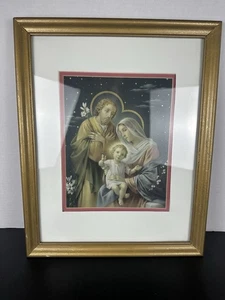 "Heilige Familie" Jesus, Maria und Josef, Vintage religiöser Goldrahmen - Bild 1 von 9