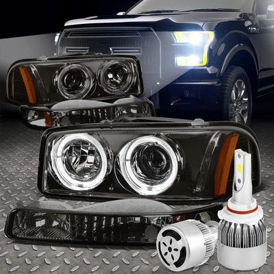 FARO HALO AHUMADO + LUZ ÁMBAR + LED BLANCO 9006 HID CON VENTILADOR PARA 99-06 GMC SIERRA Foto 1 de 4