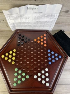 BOMBAY Chinese Checkers Mahogany Dark WOOD Heavy Elegant with Marbles Complete! - Picture 1 of 16