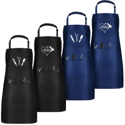 4 Pcs Hair Stylist Apron with 4 Pockets Waterproof Salon Aprons for Hairdresser - Image 1 of 2