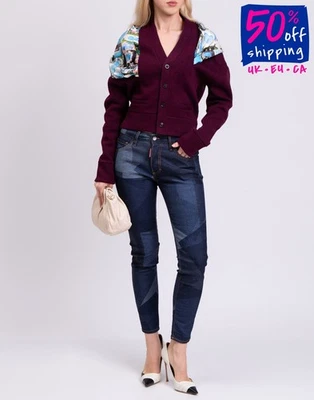 RRP €700 DSQUARED2 Patch Skinny Dan Jeans IT38 US2 UK6 XS Blue Made in Italy - Image 1 of 4