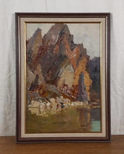 Fluss und Klippe, Flusslandschaft, Original Ölgemälde, ukrainischer Künstler Berkuta - Bild 1 von 13