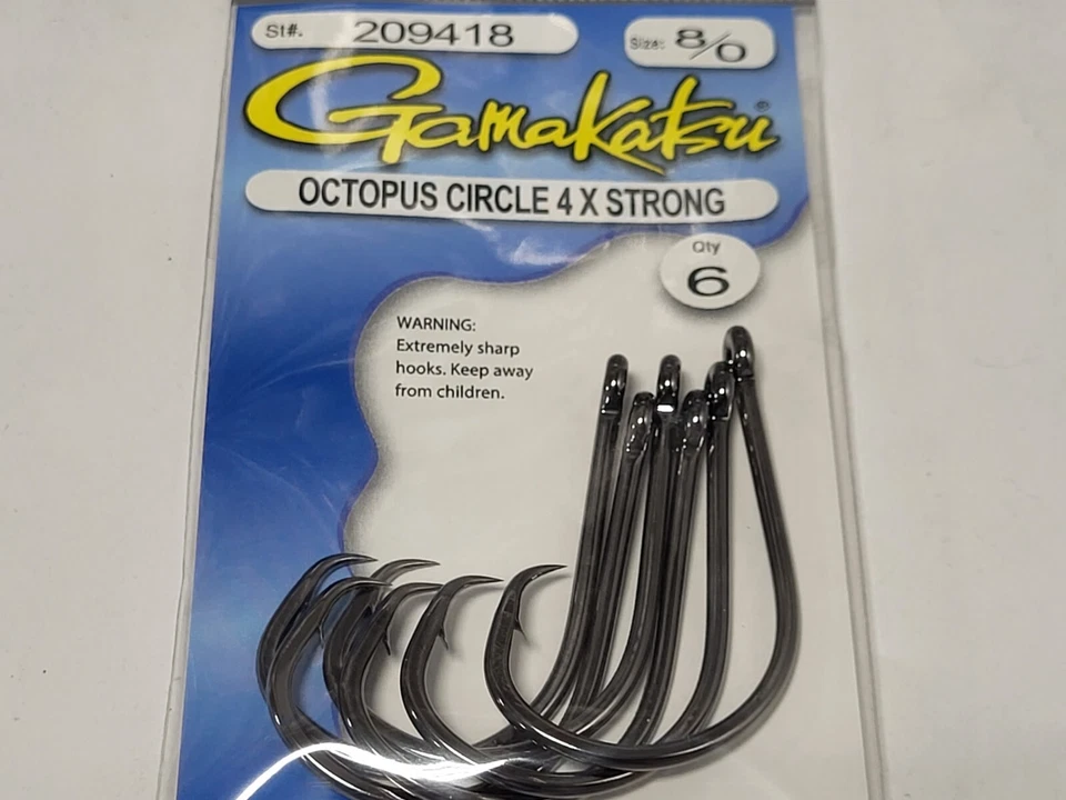 1 Pack Gamakatsu Octopus Circle 4X STRONG Hooks 8/0 #209418 6 Pack FREE SHIPPING - Image 1 of 1
