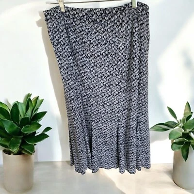 Charter Club Midi Skirt Womens XL Blue/white Cotton/Silk Blend A-Line Peasant - Image 1 of 4