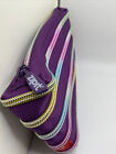Just Zip It Bag Pouch Clutch Purple With rainbow lines/zipper Teeth