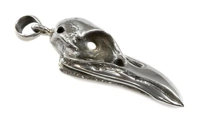 Collar Colgante Calavera Pájaro Cuervo Tono Oro Fundido o Plata Grande Largo Para Hombre Foto 1 de 2