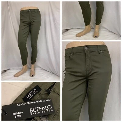 Pantalones Buffalo Talla 8 Verde Algodón Elastizados Elastizados Ajustados Nuevos con Etiquetas Ygi N2-197 Foto 1 de 4