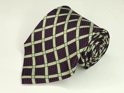 Corbata corta ancha marrón beige geométrica 100 % seda Hugo Boss para hombre hecha en Italia Foto 1 de 4