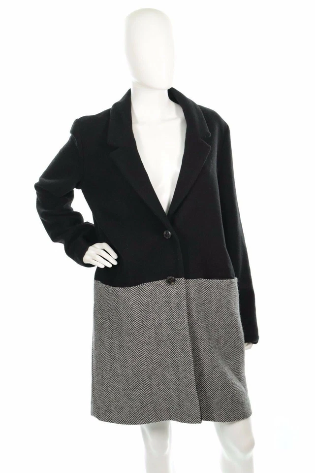Abrigo de invierno para mujer Clique Couture diseño negro/gris mezcla de lana talla grande Foto 1 de 4