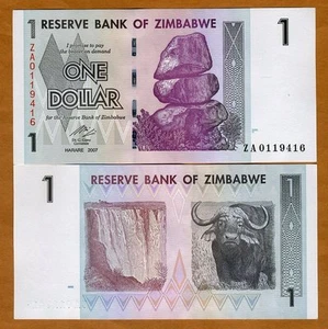 Simbabwe, 1 $, 2007 (2009) P-65r, UNC seltener ZA Ersatz - Bild 1 von 1