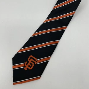 San Francisco Giants Mens Necktie Tie Black Orange SF Logo Striped MLB - Zdjęcie 1 z 5