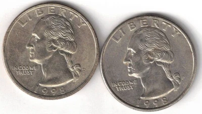 1998-P + D A/Uncirculated Two Washington Quarters! - Image 1 of 2