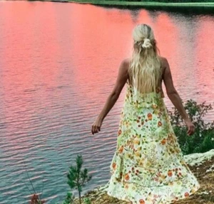Spell Dress Midi Women’s Size S Sayulita Frill Sunflower Yellow Strappy Floral - Picture 1 of 17