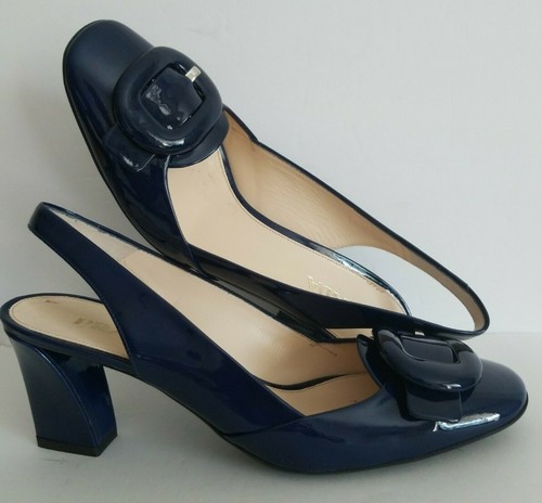 ESCARPINS ÉLINGUE À BOUCLE BREVET PRADA MILANO RARE BLEU BALTIQUE EU 37,5 J'ADORE CHAUSSURES