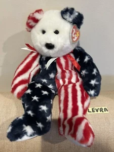 SPANGLES Ty Beanie Buddy Buddies bear 12" - 13" Patriotic USA Independence Day - Picture 1 of 1