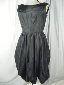 Vtg 60s Black Crepe Sleeveless Tulip Bubble Skirt Dress-Bust 36/2XS-XS,AS-IS - Picture 1 of 9
