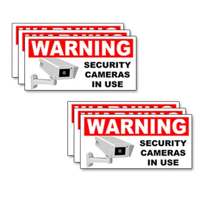DEEZ DEZINES SECURITY CAMERA IN USE 5inch Multi-packs Warning Adhesive Decals Labels Stickers