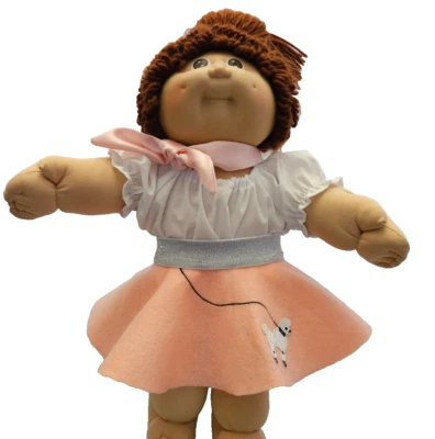 Blusa falda caniche Cabbage Patch niños años 50 y bufanda satinada hecha a mano nueva Foto 1 de 4