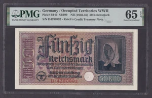 [PMG-65 EPQ] 1940-45 Germany 50 Reichsmark P-R140 SB190 D4290992 - Picture 1 of 2