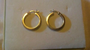 Vintage sterling silver earrings, round hoops - Picture 1 of 4