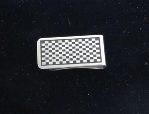 Moneyclip New in Box Silver Rectangle Colibri Checkered Mens