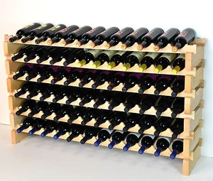 Portavini modulare impilabile 48-144 bottiglie capacità scaffali legno di faggio solido 12X - Foto 1 di 20
